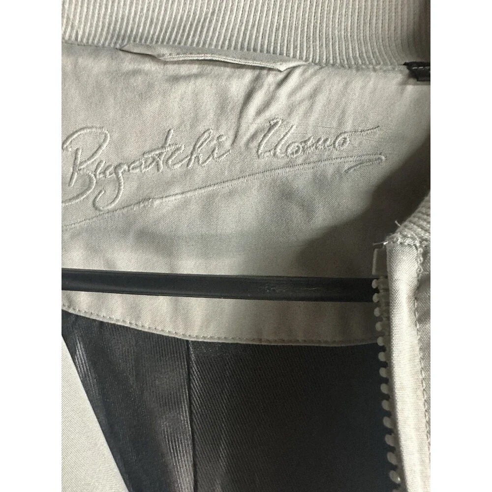 Vintage Bugatchi Uomo 100% Silk Bomber Jacket Colorblock White Black XL